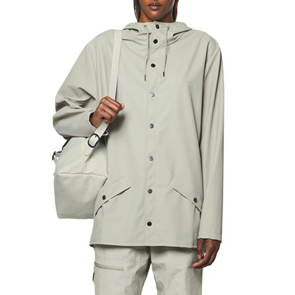 NWT RAINS Unisex Rain Jacket in Cement Size XL US 10-12